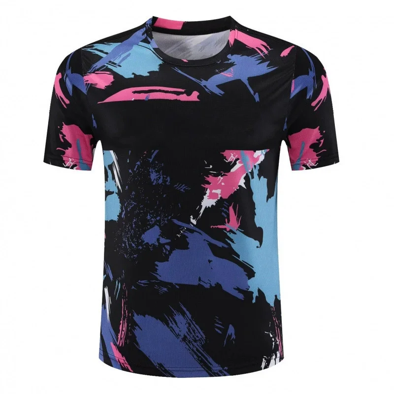

2025 New men's sports fast drying breathable T-shirt running sports football training short sleeves summer 3D printed Tees