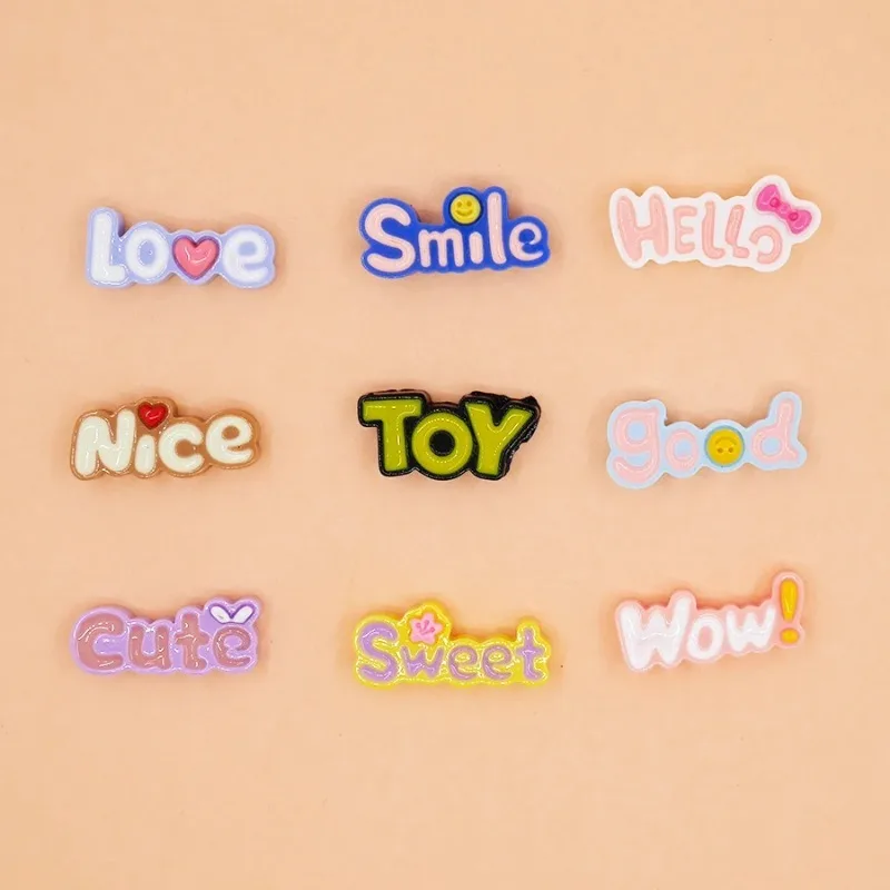 10 Stück niedlichen flachen Rücken wow Glück schöne Baby Brief Harz Cabochon Scrap booking Handwerk DIY Zubehör Telefon Fall Dekoration