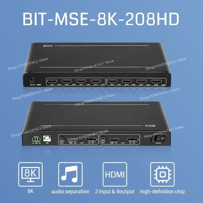 

HDMI Video Wall Controller (12V2A) - 1x8 Output, Custom Resolution & 8K Support for Pro Audio/Video/Lighting