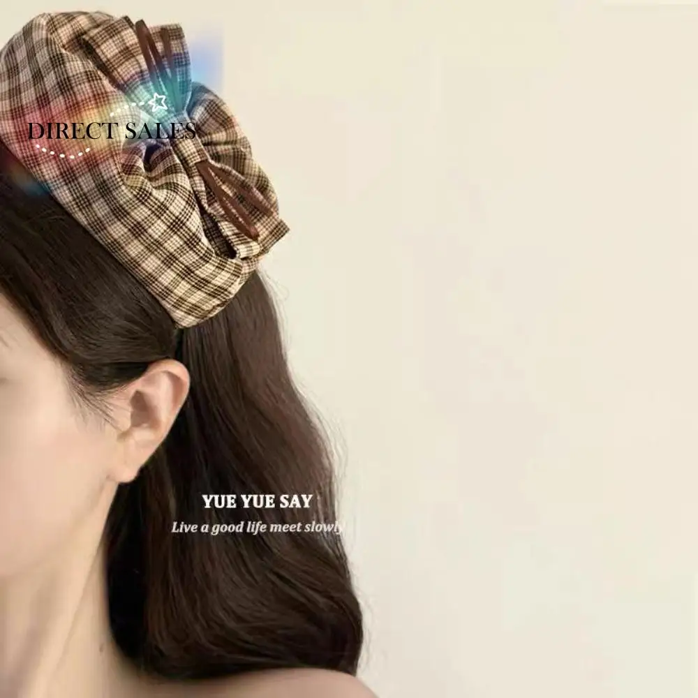 Elegant Half Hat Plaid Formal Hat Headband Bowknot Beret Top Hat Hairband British Style Headwear Bow Hair Hoop Ladies/Girls