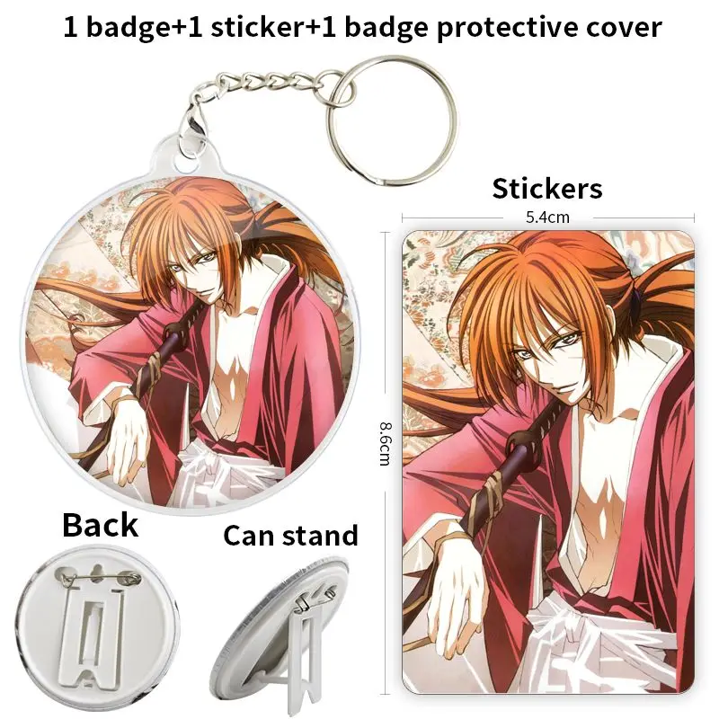 Kamiya Kaoru Yukishiro Tomoe Shishio Makoto Anime Character Soft Button Badge Brooch anchor Peripherals Pin Commemorative Metal