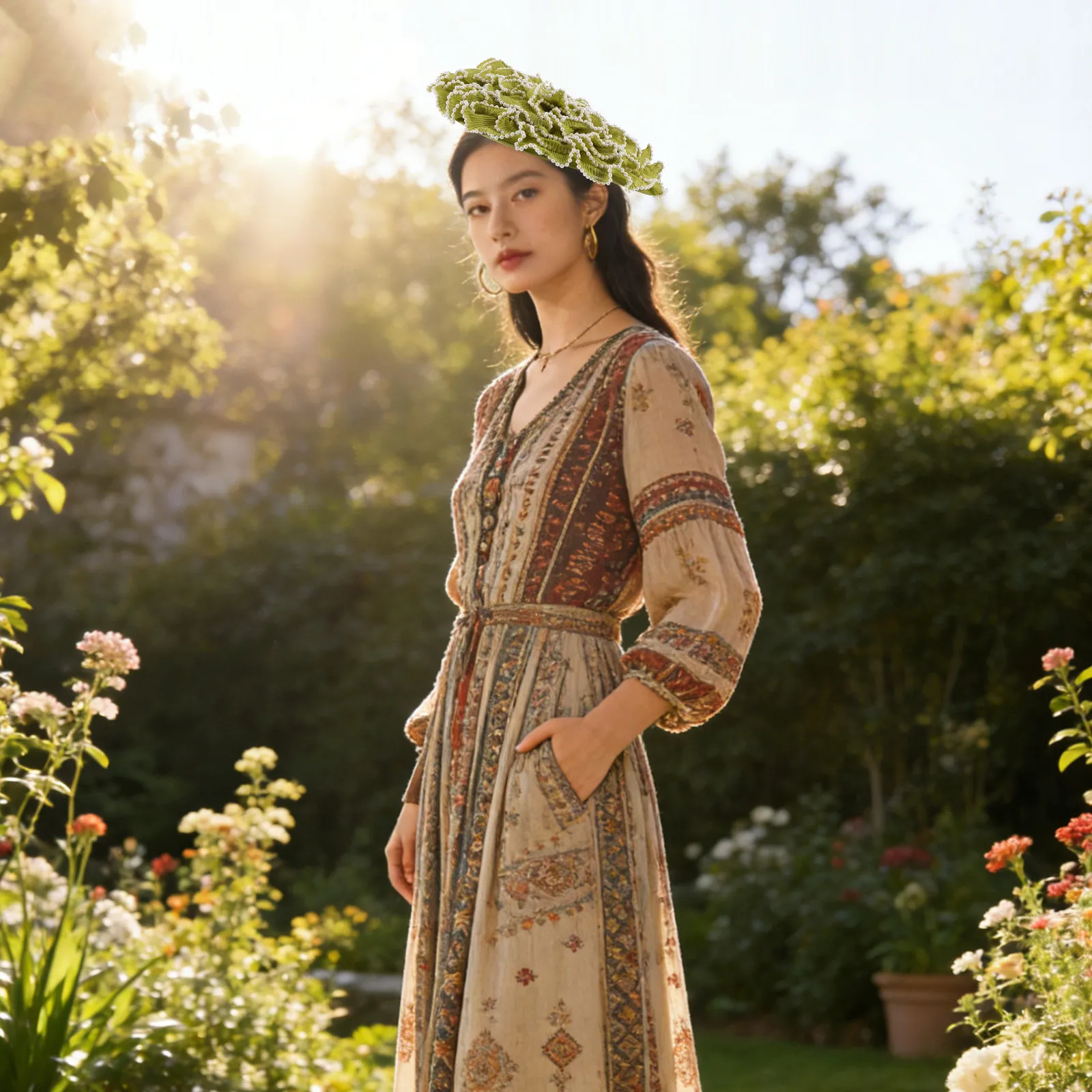 

Большая цветочная шляпка-фасцинатор для женщин с жемчужной окантовкой, плиссированный цветочный головной убор для чаепития, свадьбы, коктейль-вечера, церковных мероприятий, косплея, розовый