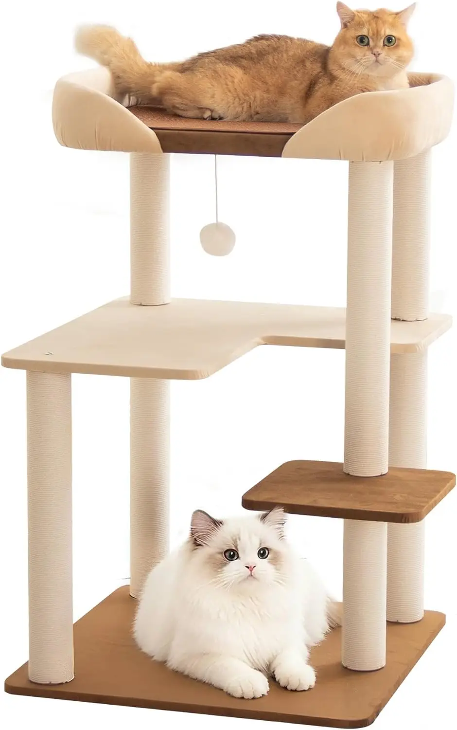 

Cat Tree for Large Cats, Modern Senior Friendly Cat Tower with Wide Shelves, Cotton Scratching Posts, Super Sturdy Base,