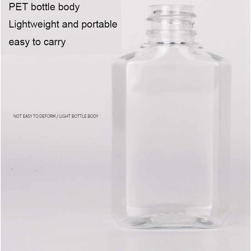 200 PCS 2 Oz 60 Ml Clear Refillable Flip Top PET Plastic Travel Bottle Container