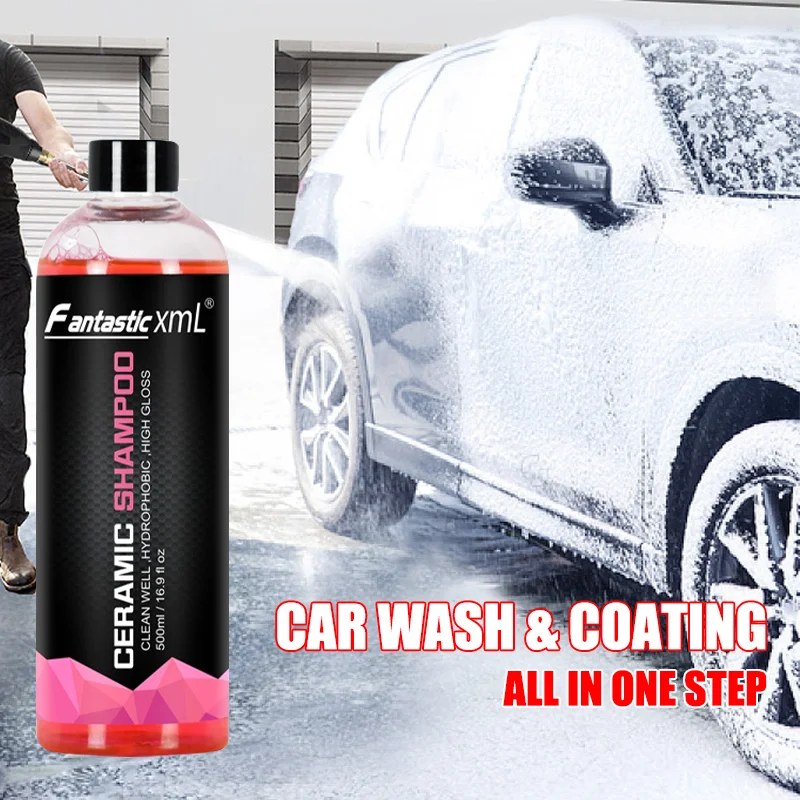 Concentrate Car Wash Shampoo with Wax High Gloss Ceramic Soap Superior Surface Cleanser Automotive Washing Shampoo 500ml