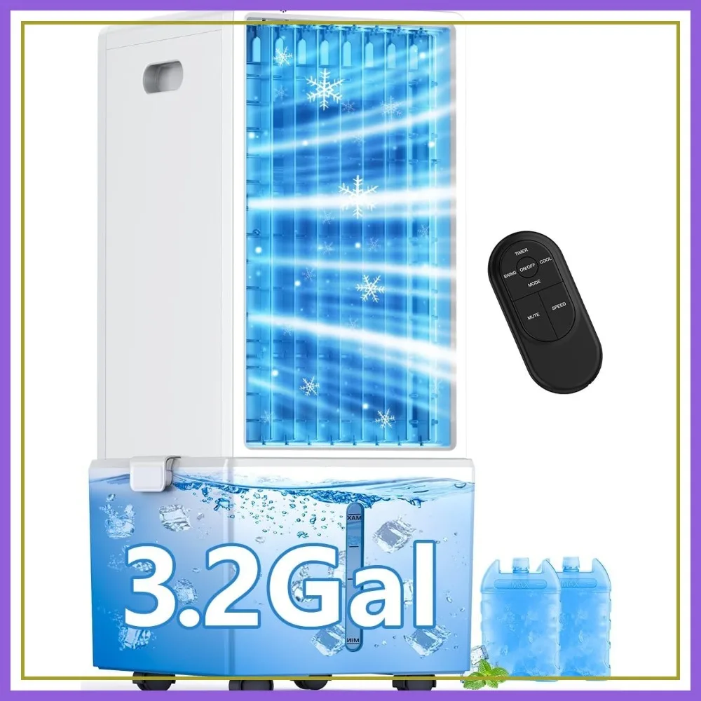 

4-IN-1 Portable Air Conditioner with 3.2-Gal Tank, 30H Cooling, 4 Speeds & 4 Modes, Waterless Alert, Remote, 12H Timer, Evaporative Cooler