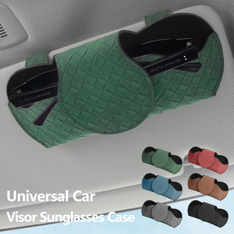 

Universal Car Visor Sunglasses Case Soft Plaid Leather Car Glasses Holder Storage Supplies Organizer Auto Interior Accessories