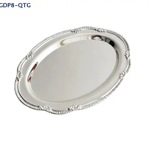 Hot！Vintage Embossed Silver Tray Serving Platter For Desserts Jewelry Storage Organizer Snack Plate Dining Table Decoration