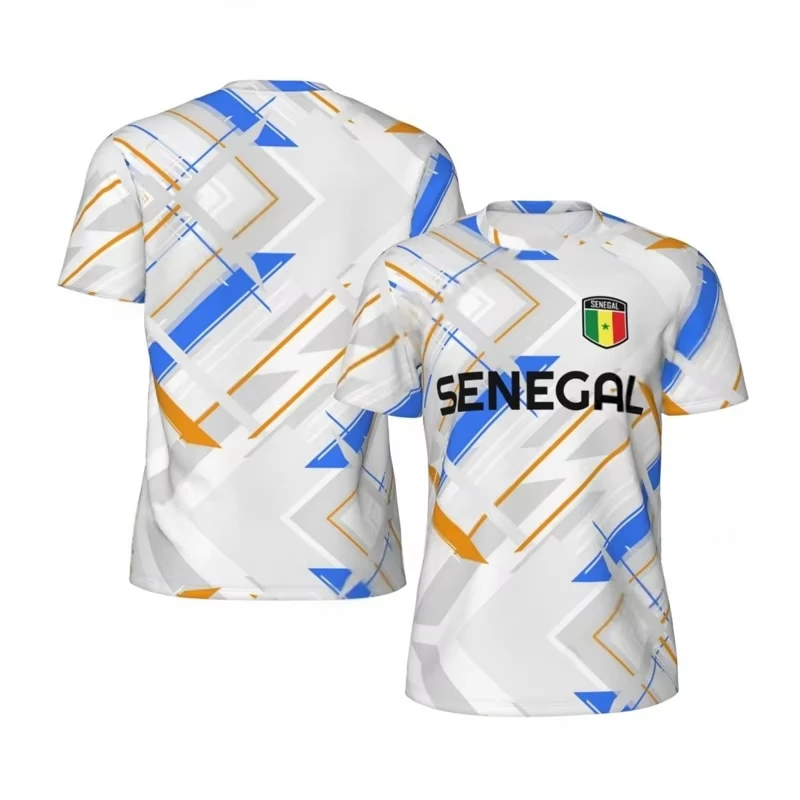 Men's Senegal Flag Graphic Short Sleeve Jersey Quick Dry Breathable Lightweight Football T-Shirt For Adult Fanatics