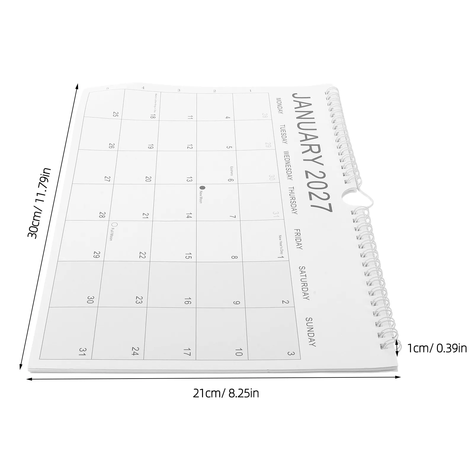 2027-2028 Monthly Wall Calendar January 2027 June 2028 Twin Wire Binding A4 Landscape Format Portable for Home Office