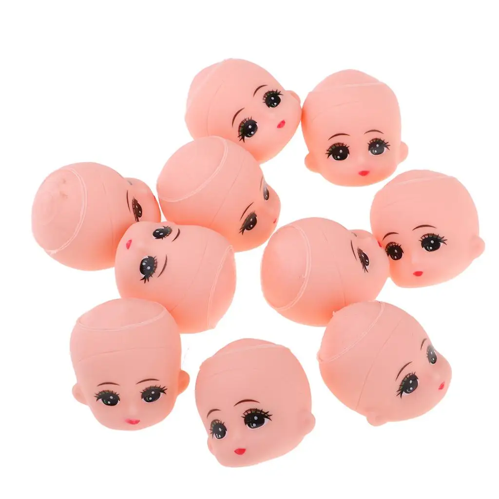 10 Pieces Mini Heads/Body Mold Cute DIY Hand Made Doll Head Gift Make up Practice Mini Bathing Doll Custom Making Accessory