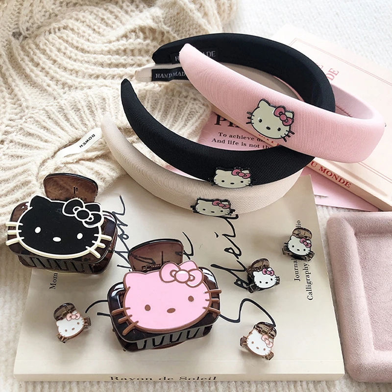 Pinza de pelo de tiburón de dibujos animados, Sanrio, Hello Kitty, horquilla de chica dulce, KT Cat Premium, 1 ud.