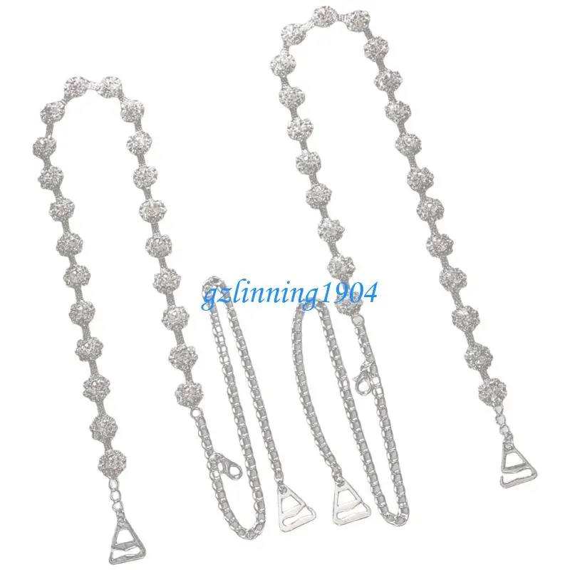 

L5YD Women's Replacement Bra Straps Rhinestones Invisible Shoulder Chain Adjustable Removable Shoulder Straps for Tops Dress