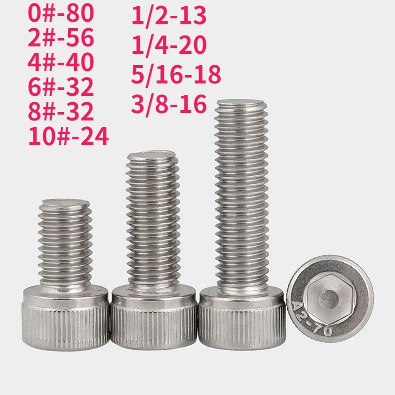 0# 2# 4# 6# 8# 10# 1/2-13 1/4-20 5/16-18 3/8-16 Unc 304 A2 Stainless Steel Hex Hexagon Socket Cap Allen Screw Bolt