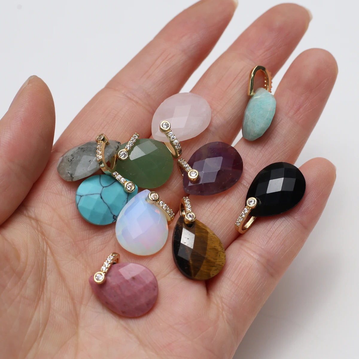 2 قطعة المعلقات الحجر الطبيعي الأوجه جمشت النمر عين السحر لصنع المجوهرات Diy بها بنفسك النساء قلادة أقراط اكسسوارات #1