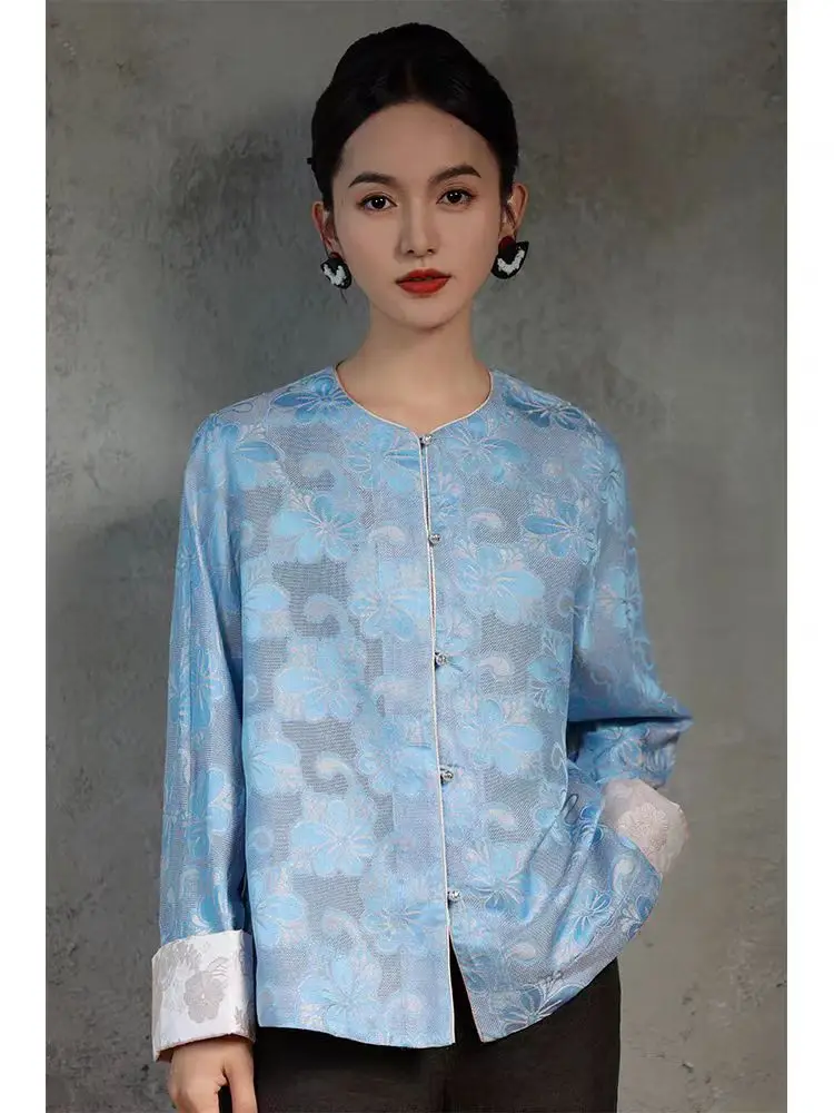 Chinese style silk embroidery high-end coat new hanfu style comfortable soft luxury jacket women's clothes
