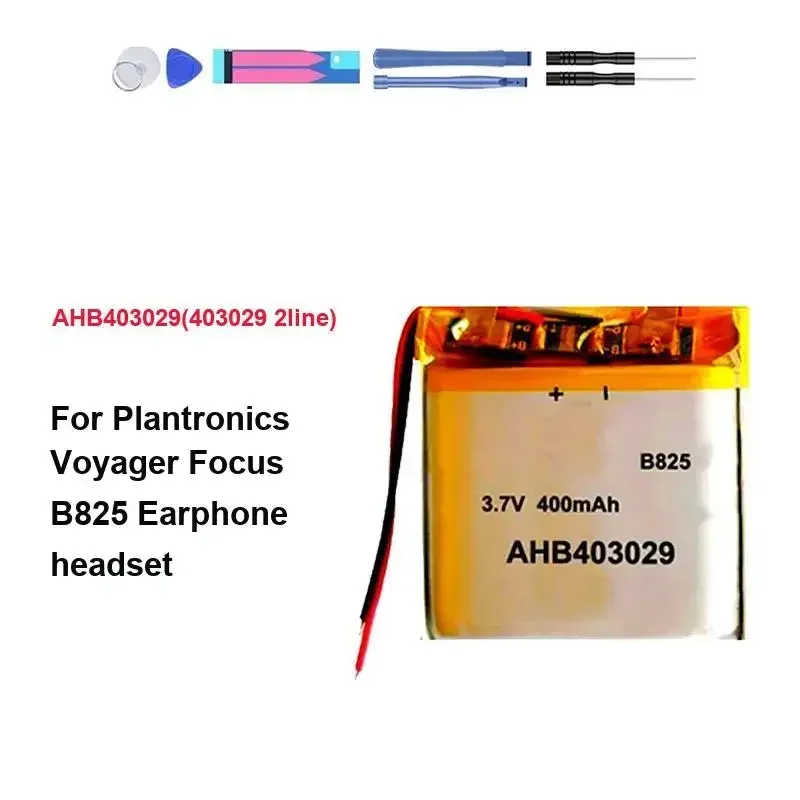 

Аккумулятор для наушников 400 мАч AHB403029 403029, 2-контактный, быстрая доставка, для Plantronics Voyager Focus B825, высокая производительность