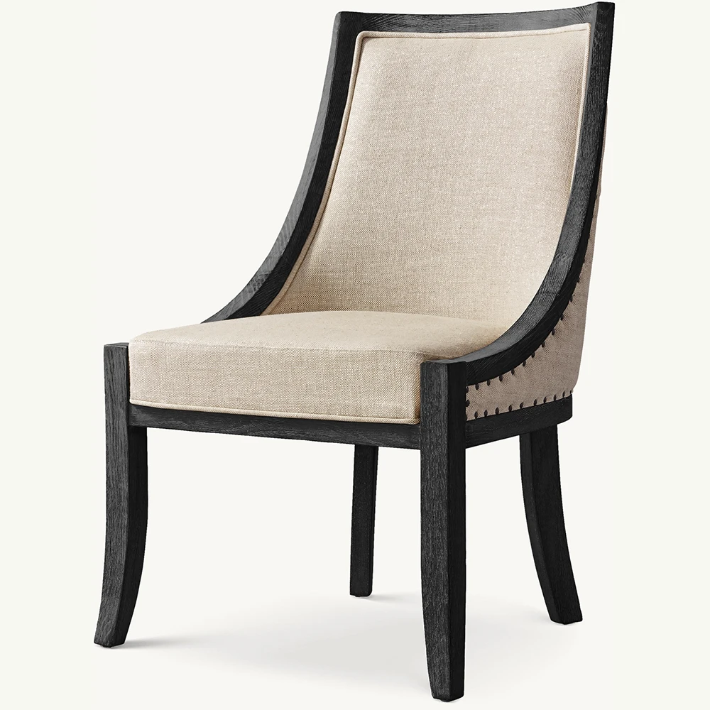 French Style Upholstered Cafe Dining Room Chairs with Backrest