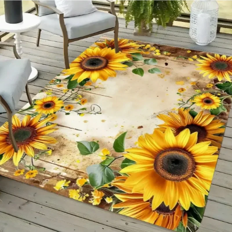 A Sunflower Designed Area Carpet Living Rooms and Comfortable Carpets Suitable Both Rooms and Bathrooms Home and Room Decoration