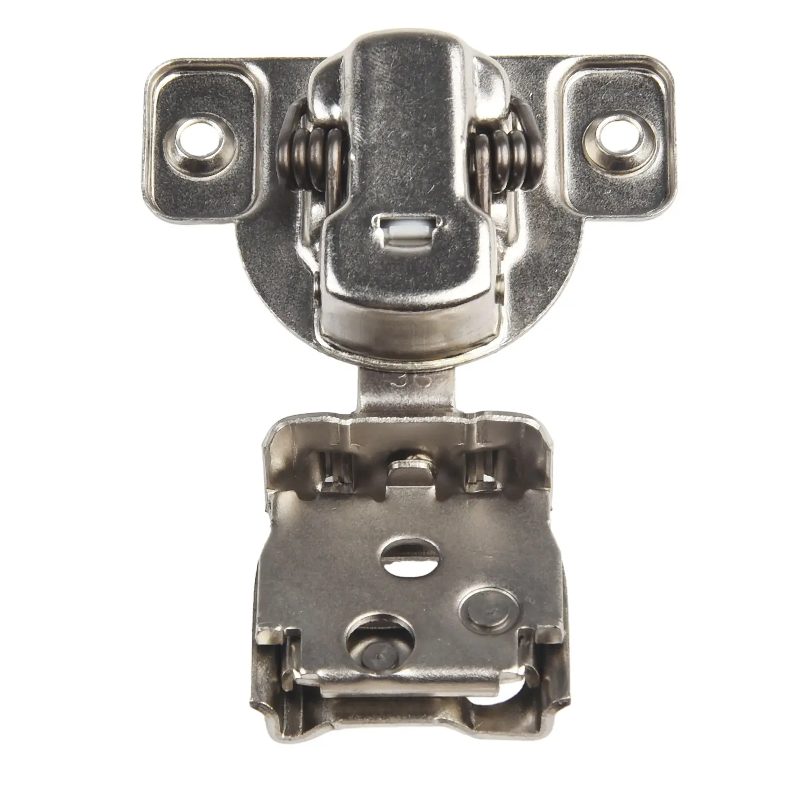 Compact Concealed Hinge for Overlay For Kitchen Cabinets with Damped Soft Close Action and Multi-Point Adjustment
