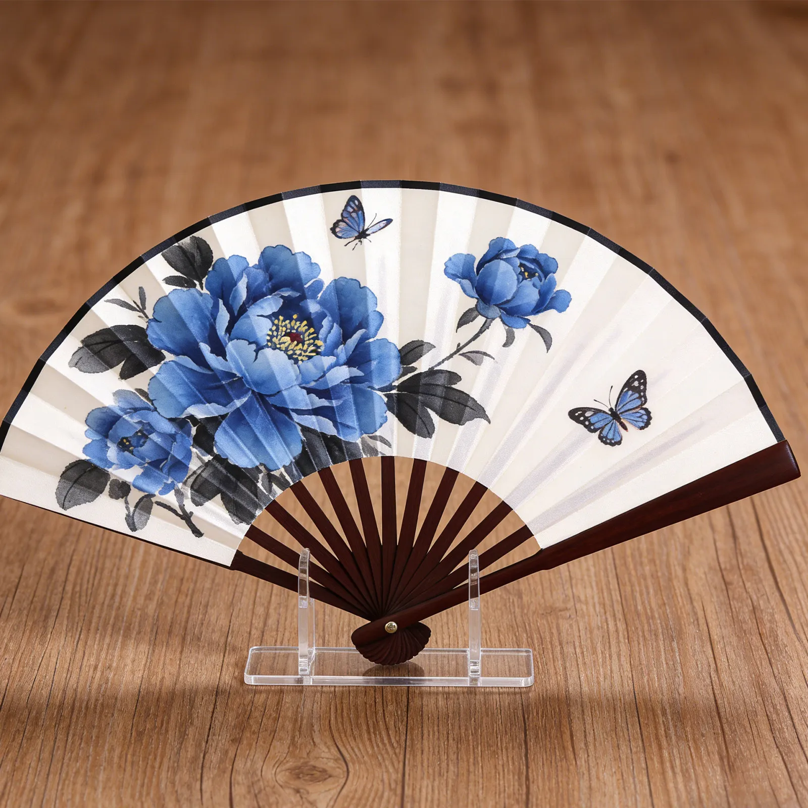 4Pcs Acrylic Fan Display Stand High Transparency Sturdy Grooved Holder for Handheld Paper Fans Home Office Retail Showcase Fan
