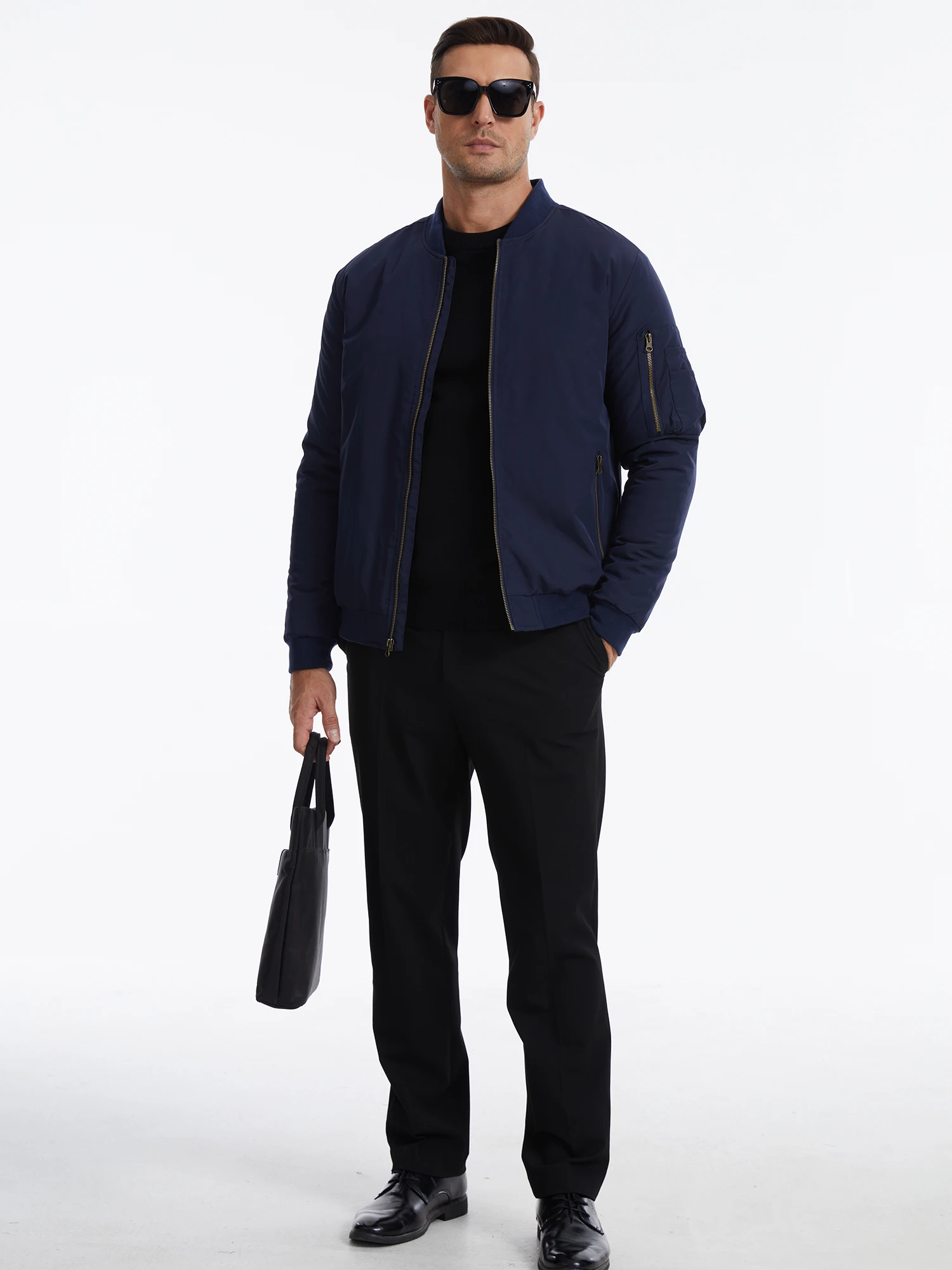Herbst-Winter-Herren-Bomberjacke, Warme Windjacke mit Vollreißverschluss, Militär-Pilotenjacke, Lässige Winddichte Outdoor-Jacke – Detail 7