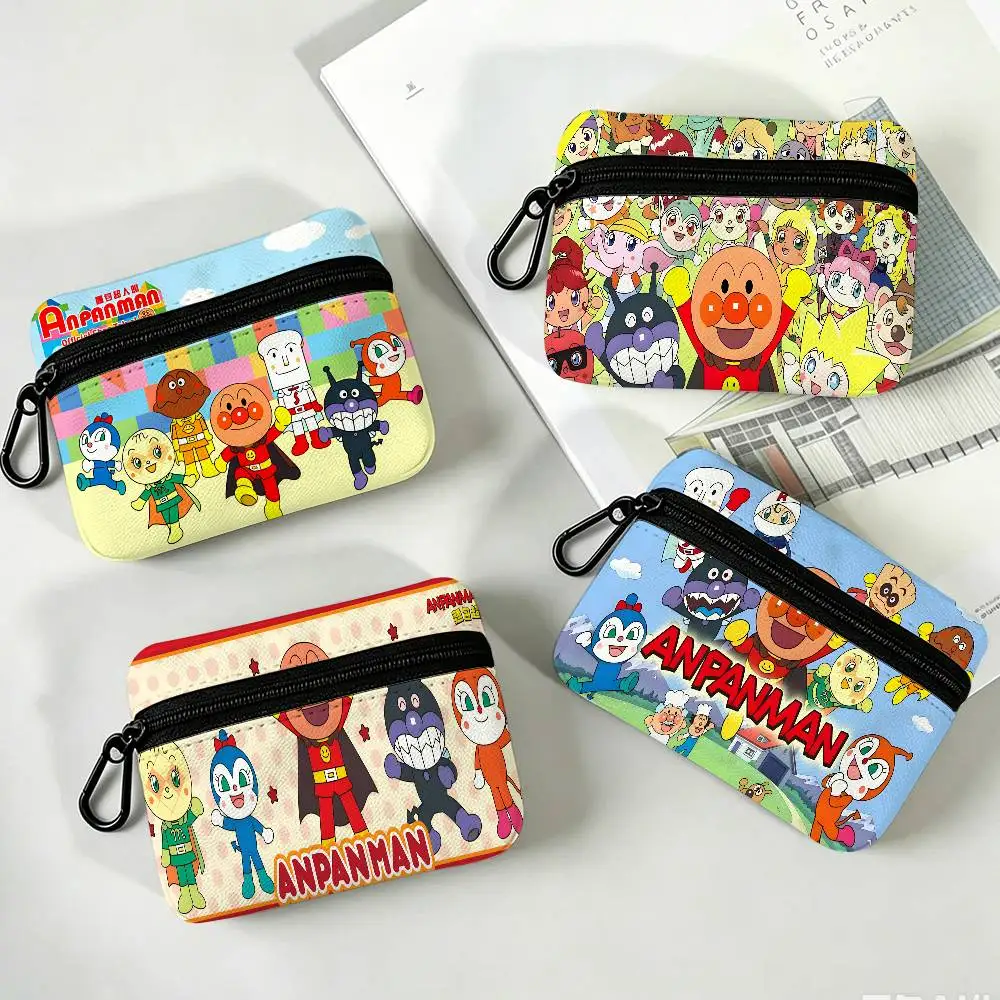A-Anpanman Heroic-Wholesome Multifunctional Oxford Cloth Small Pouch With Hook Mini Coin Wallet Earbud Storage Bag