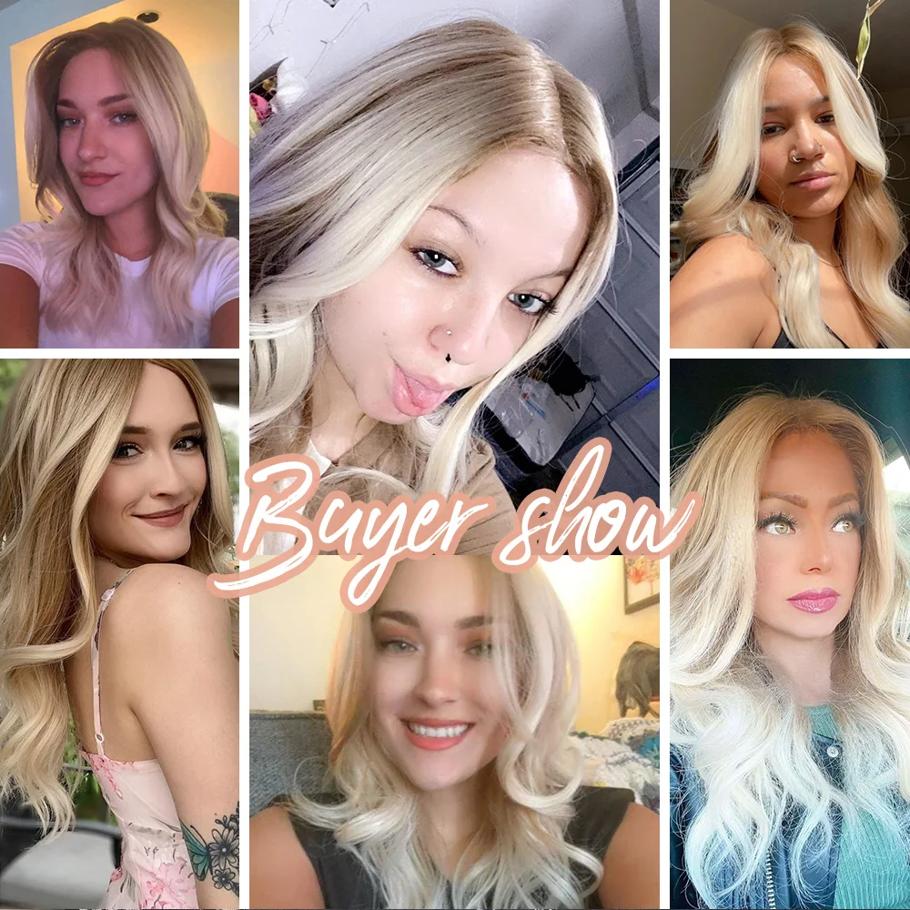 oneNonly Body Wave Lace Front Wig Brown White Blond Wig for Women Daily Natural Lace Wigs Resistant Fiber Hair