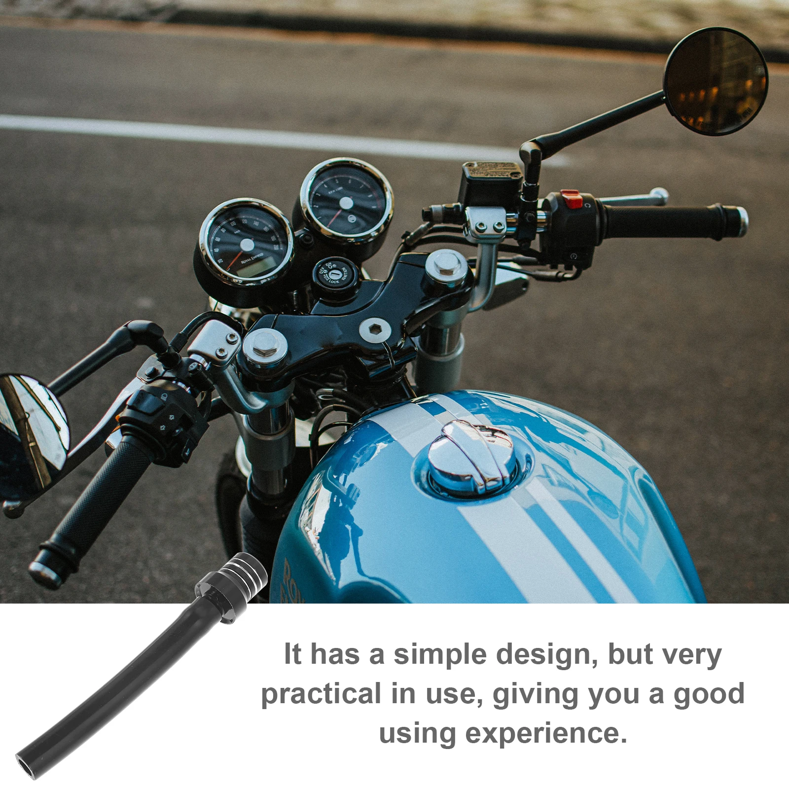 

Motorcycle Gas Fuel Caps Metal Tank Cap With One-Way Valve Leak-Proof Vent Hose Cap Replacement For Motorbike Atv
