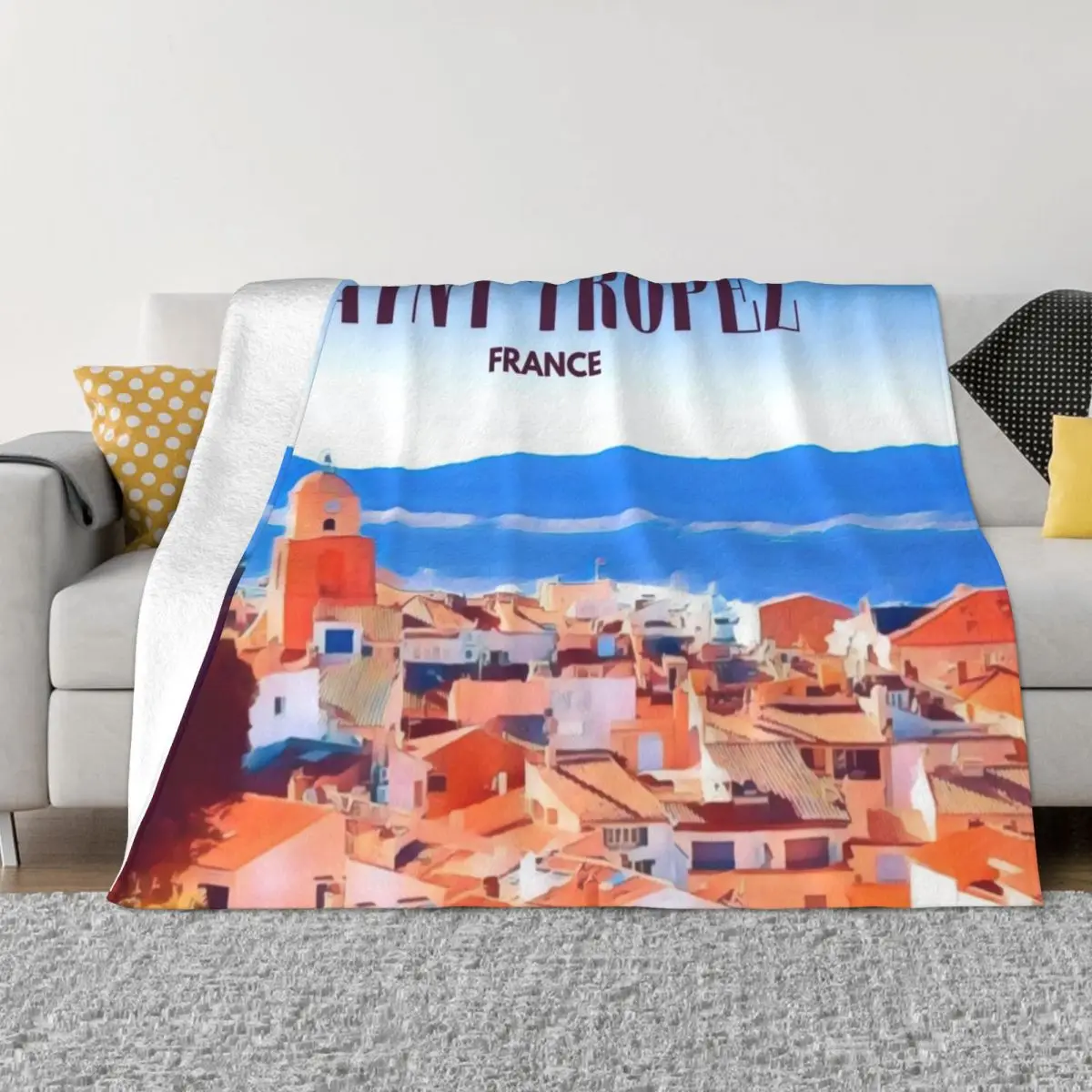 Saint Tropez Streets Throw Blanket decorative blanket blankets and throws Cute Blanket Plaid