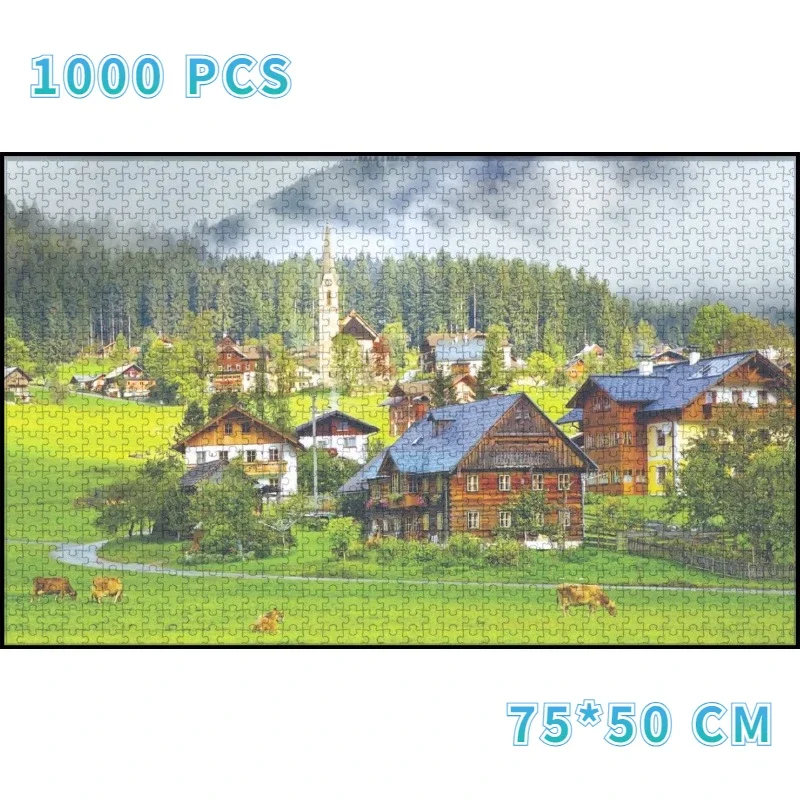 75*50cm Puzzle di carta per adulti 1000 pezzi scenario di campagna sollievo dallo Stress per adulti intrattenimento educativo per bambini natale