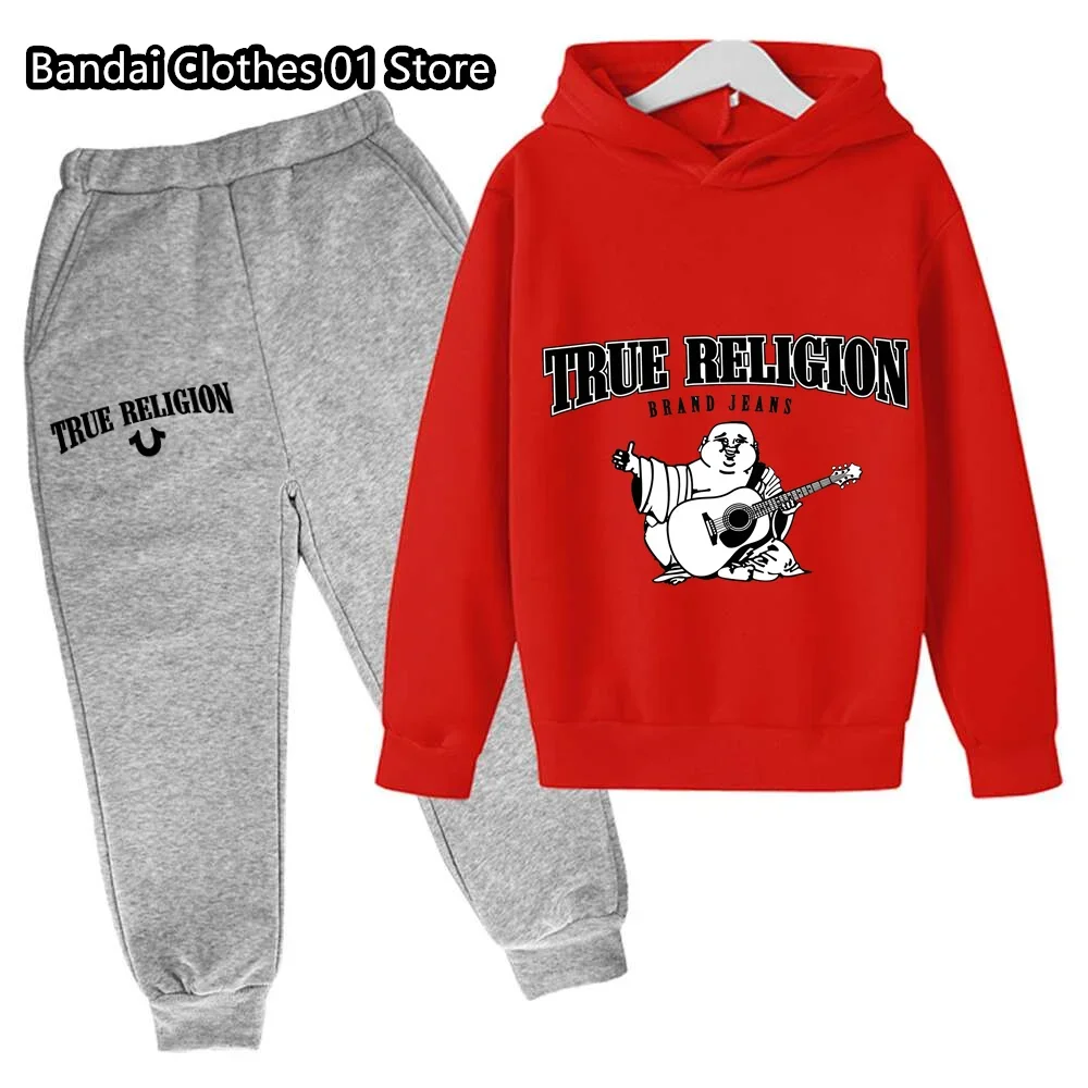 True Religion Printed Autumn Pure Cotton Clothing Set Toddler Girl Clothes for Children From 1 to 12 Years Suit for Girls Casual