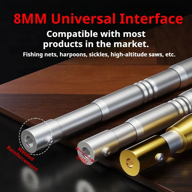Lightweight Solid Telescopic Pole Multifunctional Stainless Steel Anti-rust Pole Fruit Picking Fishing Netting Garden Hand Tools