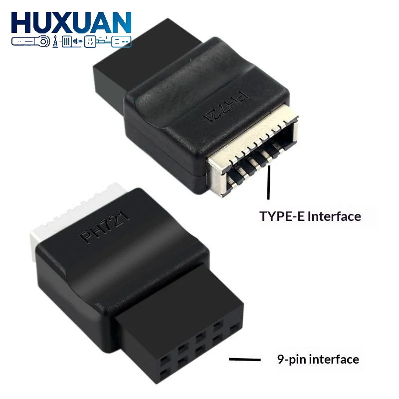 USB 2.0 9 Pin to Type-E Front Panel Female Header Adapter Low Signal Loss Plug and Play for Home Gaming PC Motherboard