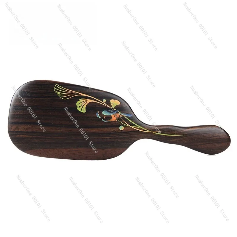 

Premium Ebony Wood Hair Care Comb Air Cushion Paddle Brush Scalp Massage Meridian Acupressure Detangling Anti Static Smooth