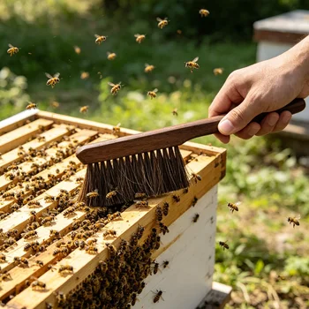 Professional Beekeeping Tool, Horse Tail Hair Bee Brush with Solid Wood Handle for Hive Cleaning