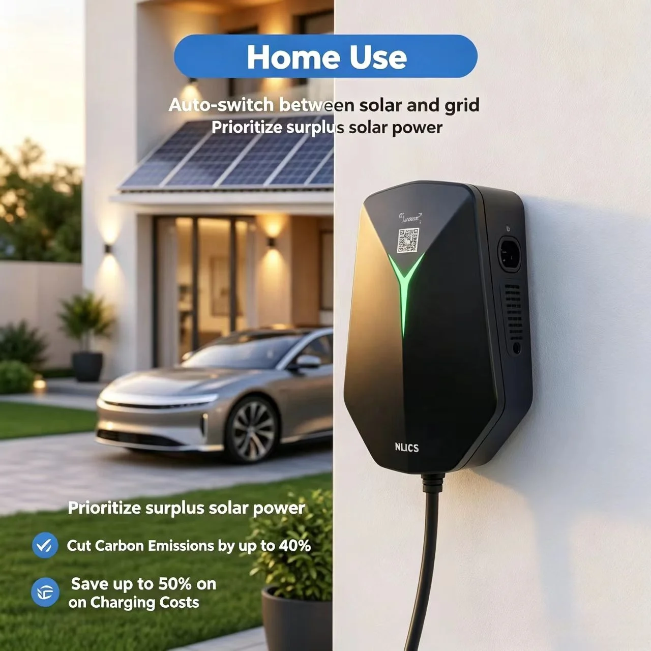 7kW Type2 AC EV Charger Wallbox CE RoHS ISO Certified Home Solar EV Charging Station