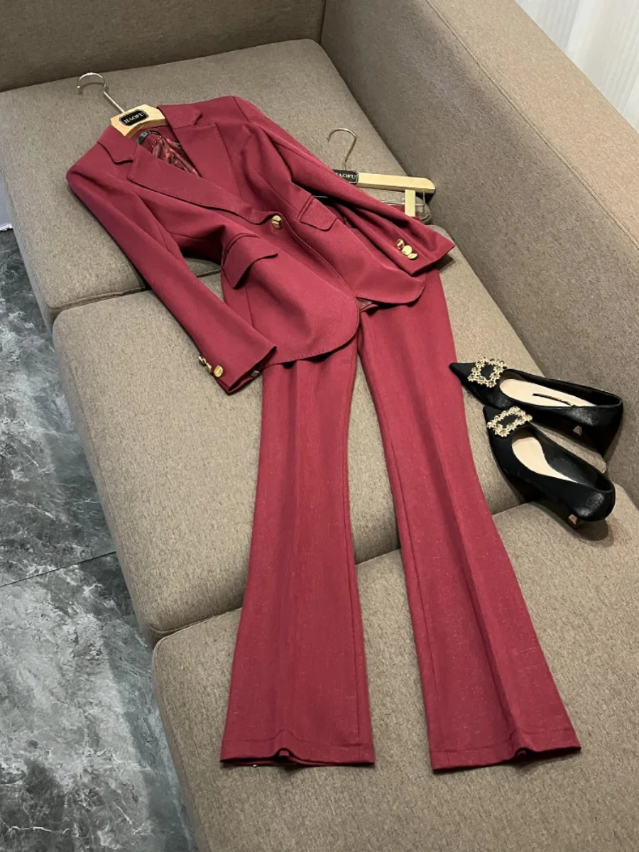 

Ele Wine Red Suit Set for Women High-End Profional Appearance Art Exam Formal Wear Chinese Brand JF Fall 2025