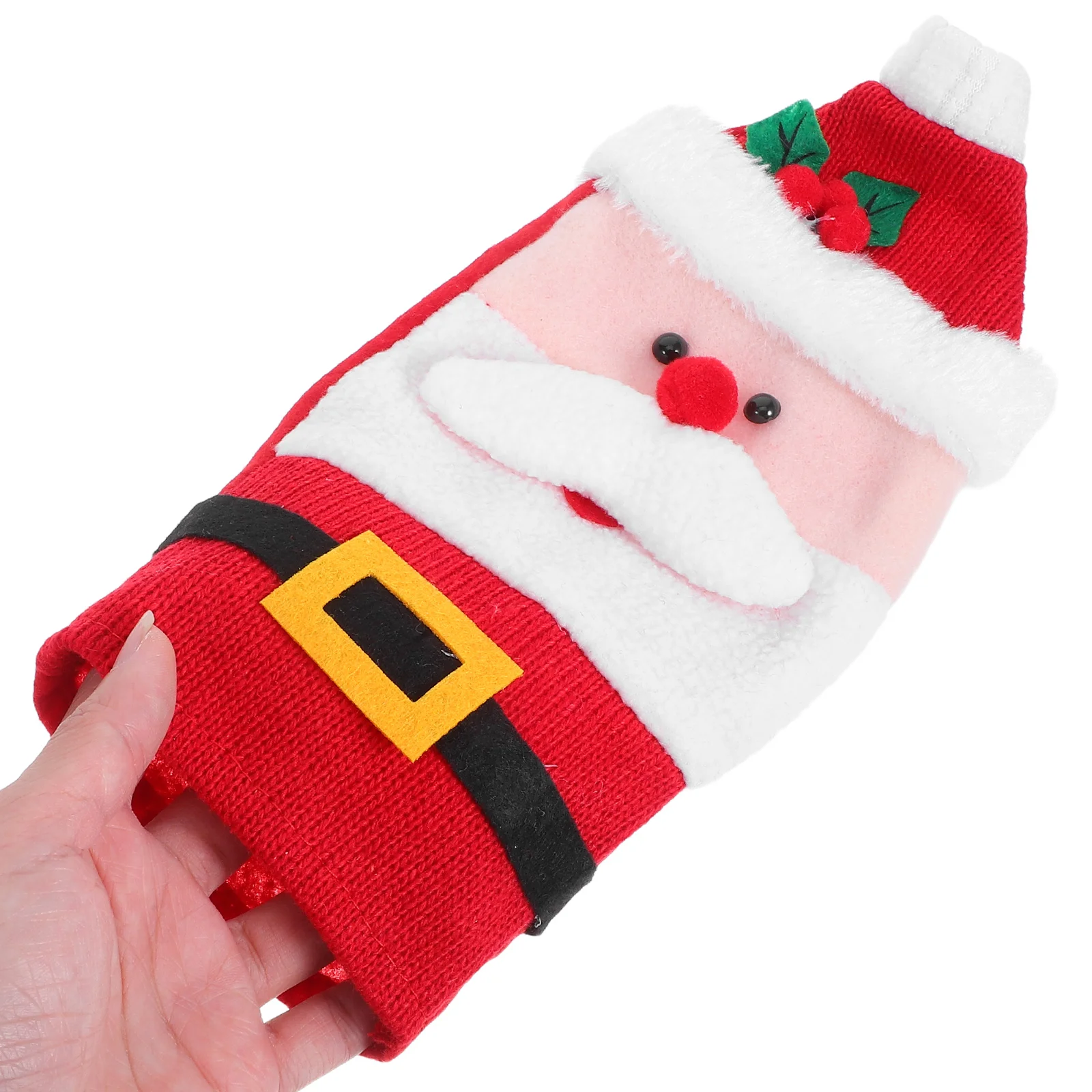 

3pcs Wine Bottle Covers Holiday Knitted Sweater Decorations Snowman Santa Design Festive Party Table Decor Reusable Red Wine