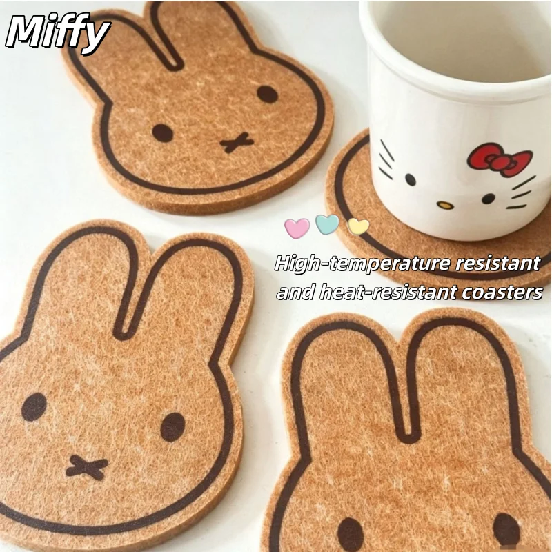 Miffy Filzuntersetzer, Dicke Hitzebeständige Kaffee- & Teetassen-Unterlage, Niedliche Ins-Style Getränkeunterlage für Zuhause, Wärmeisolierung & Verbrühungsschutz – Detail 1
