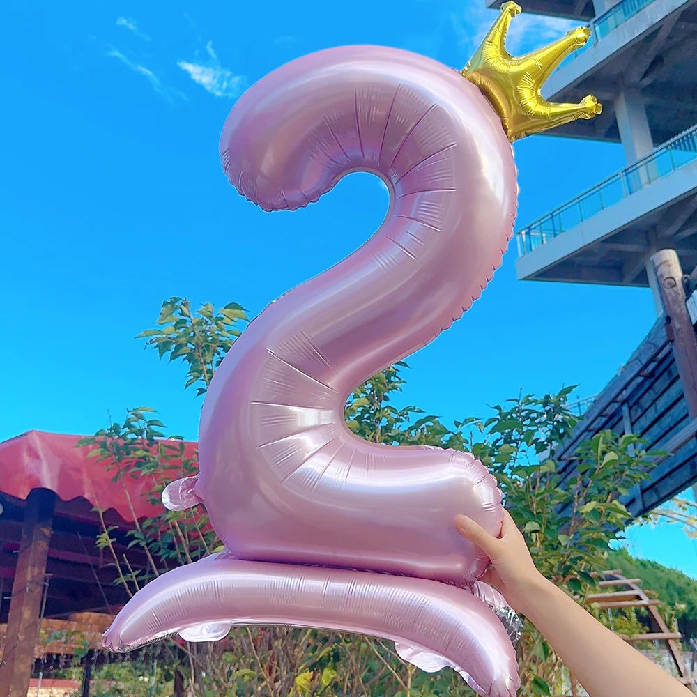 42 Inch Helium Number Foil Balloons With Crown Large 0-9 Happy Birthday Wedding Party Baby Shower Decoration Supplies Kids Gifts