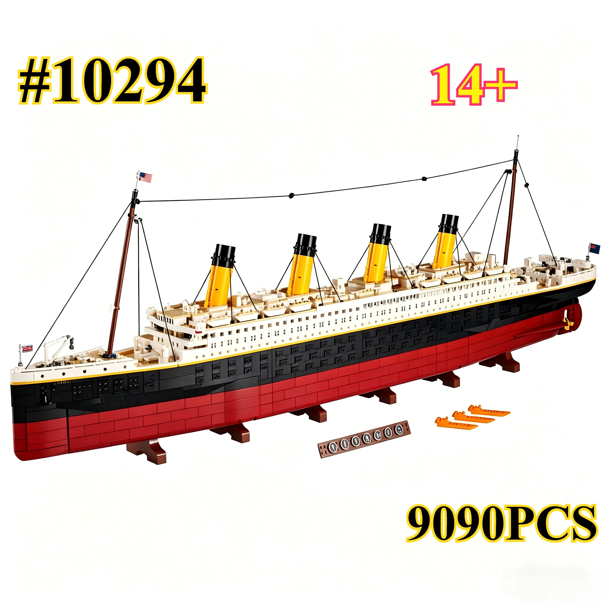 Ensemble de blocs de construction MiNi Titanic Cruise Ship 10294, adapté aux cadeaux d'anniversaire, non compatible avec les particules Legoed, 9090 pièces