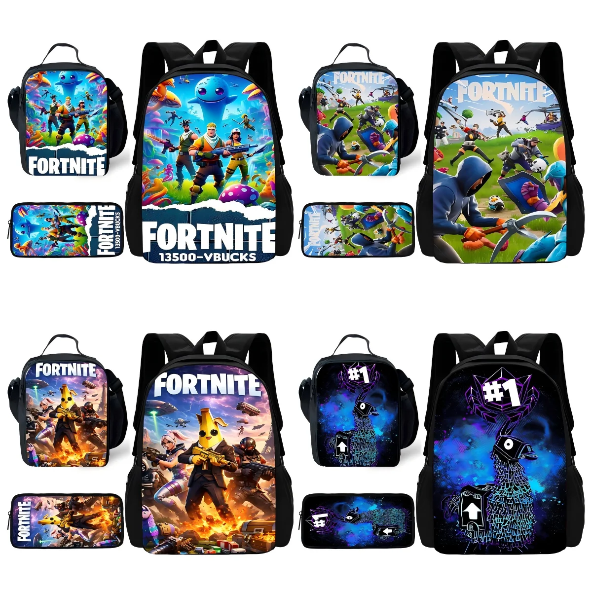 

New Game FortniteS Child School Backpack with Lunch Bags ,Pencil Bags ,School Bags for Boys Girls Best Gift