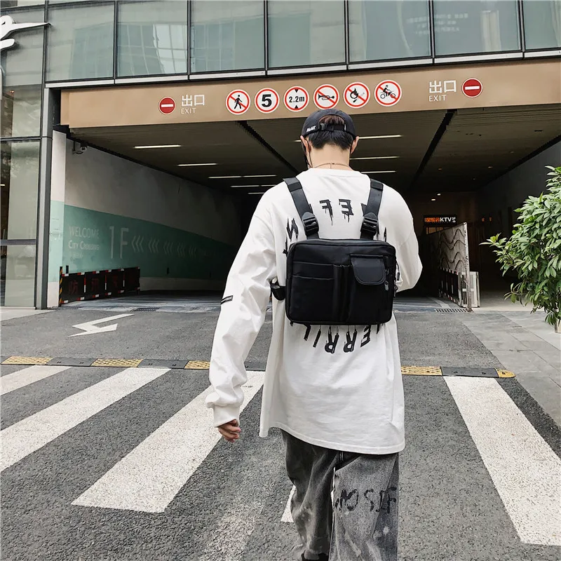 Men's Rig Vest Bag Hip Hop Tactical Functional Backpack Work Amy Green Motorcycle Chest Bag Streetwear Waistcoat Female