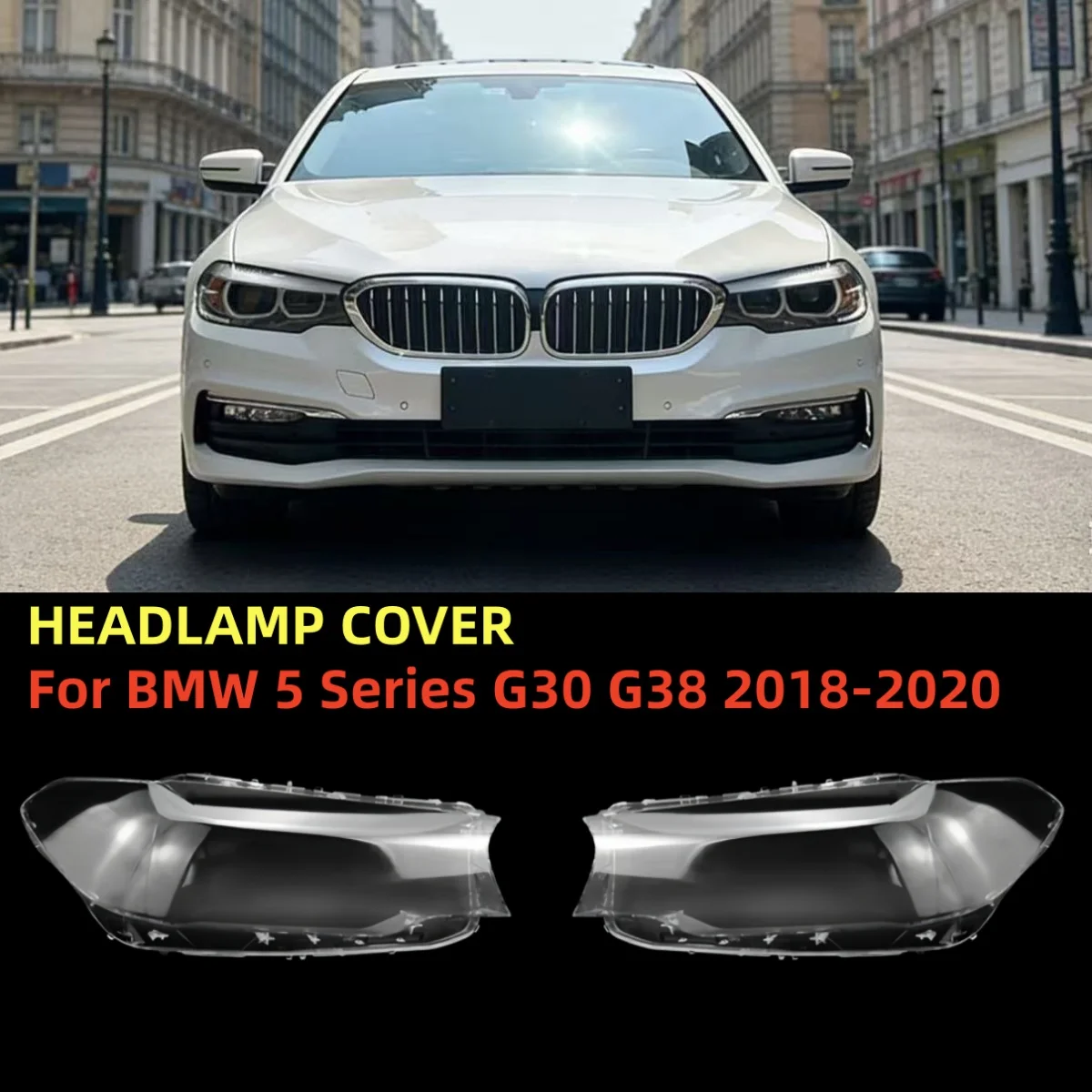 

For BMW 5 Series G30 G38 520 523 525 528 530 2018-2020 Car Headlights Shell Transparent Cover Lampshade Headlamp Lens