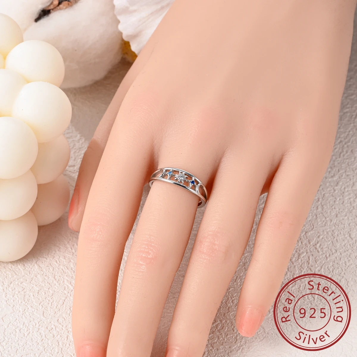 خاتم أصلي من الفضة الإسترليني عيار 925 للنساء، إعداد تمهيد، خاتم إصبع عصري، مجوهرات راقية