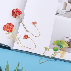 Chinese Style Metal Hollow Painted Bookmark Retro Color Tassel Book Markers School Office Supplies