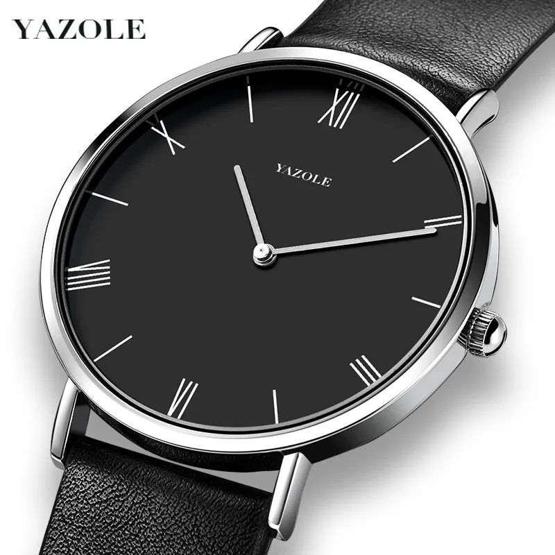 2024 YAZOLE Mens Watch Leather Strap Ultra Thin Minimalist Watch For Men Casual Simple Quartz Waterproof Watches