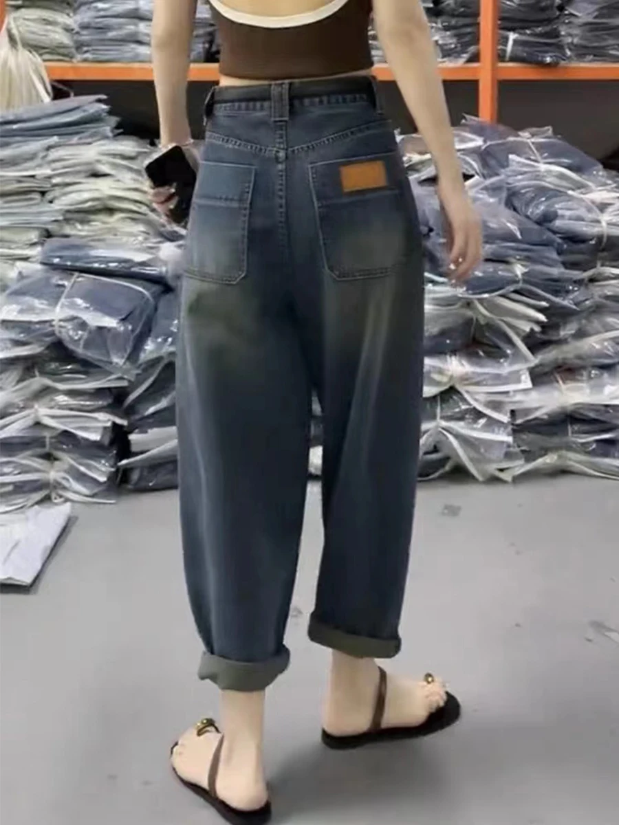 

High Waist Loose Straight Leg Harlan Denim Jeans Women's Spring Summer Slimming Wide Leg Dad Pants Pear Shape Body Type