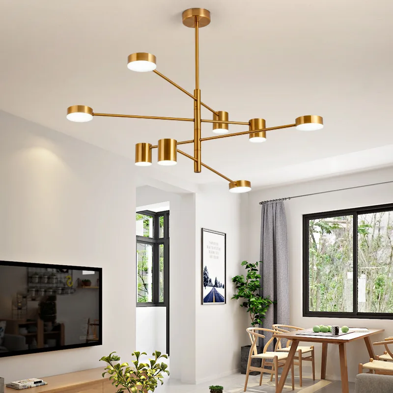 Ironwork Design Led Ceiling Chandelier Simple Black White Gold Living Dining Room Bedroom Restaurant Decoration Pendant Lights
